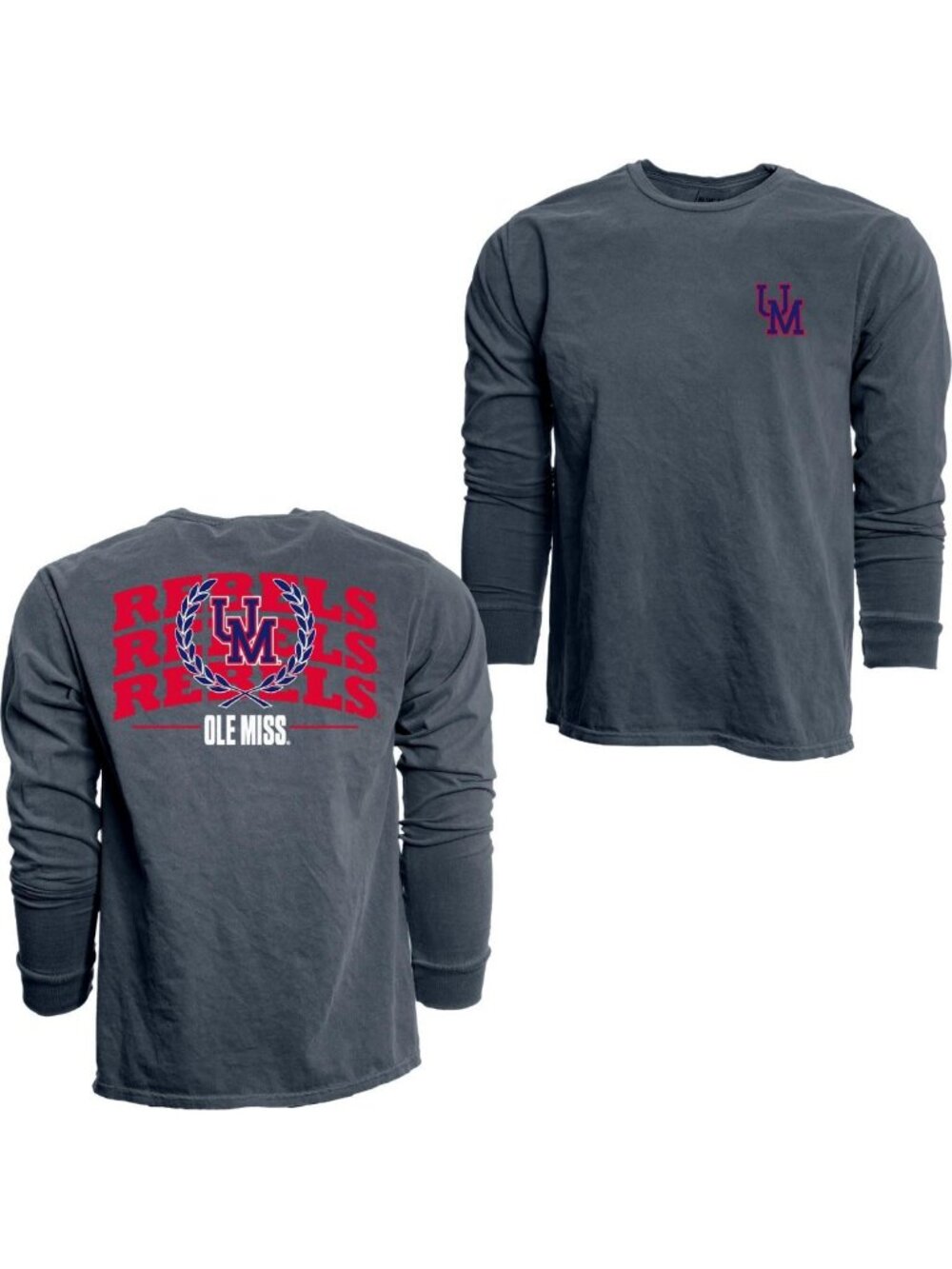 Retro NCAA Long Sleeve T-Shirt for Adults - Ringspun Cotton, Front/Back Design